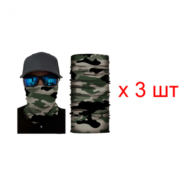 Бандана труба (бафф) "Зеленый камуфляж" (Набор 3 шт.)