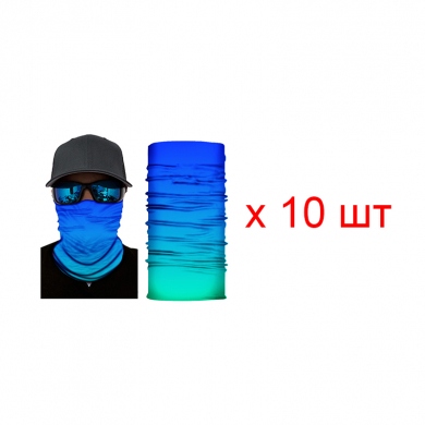 Бандана труба (бафф) омбре из синего в зеленый (Набор 10 шт.)