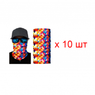 Бандана труба (бафф) "Цветные треугольники" (Набор 10 шт.)