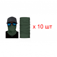 Бандана труба (бафф), цвет темно-зеленый (Набор 10 шт.)