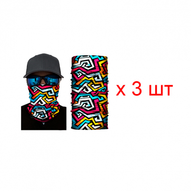 Бандана труба (бафф) "Яркий лабиринт" (Набор 3 шт.)