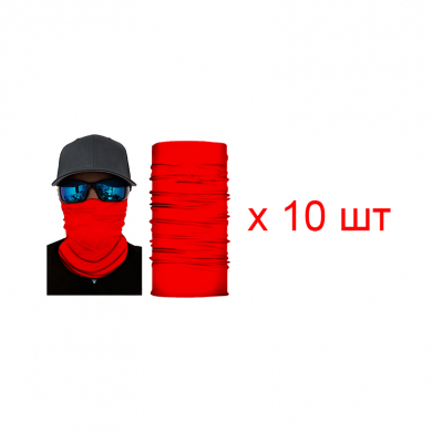 Бандана труба (бафф), цвет красный (Набор 10 шт.)