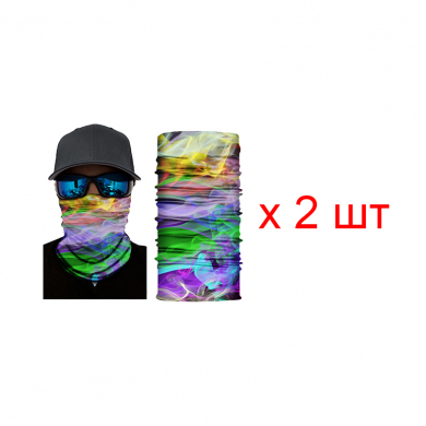 Бандана труба (бафф) фиолетовая "Цветной дым" (Набор 2 шт.)
