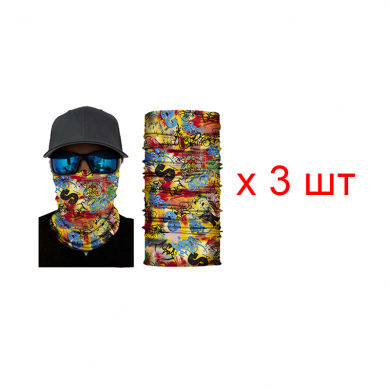 Бандана труба (бафф) "Настенные граффити" (Набор 3 шт.)