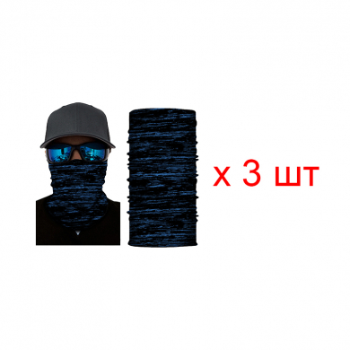 Бандана труба (бафф) "Полосы", цвет синий (Набор 3 шт.)