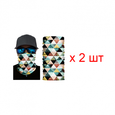 Бандана труба (бафф) "Треугольники" (Набор 2 шт.)
