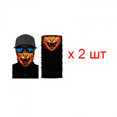 Бандана труба (бафф) "Огненный тигр" (Набор 2 шт.)