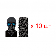 Бандана труба (бафф) "Камуфляж", цвет темно-серый (Набор 10 шт.)