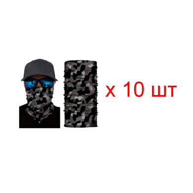Бандана труба (бафф) "Камуфляж", цвет темно-серый (Набор 10 шт.)