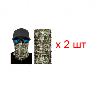 Бандана труба (бафф) "Лесной камуфляж", цвет зеленый (Набор 2 шт.)