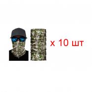 Бандана труба (бафф) "Лесной камуфляж", цвет зеленый (Набор 10 шт.)