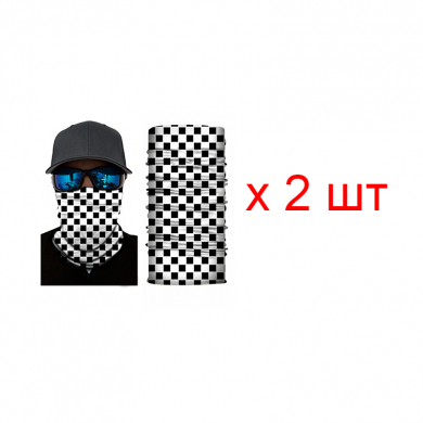 Бандана труба (бафф) "Черно-белая" (Набор 2 шт.)