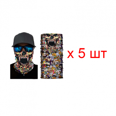 Бандана труба (бафф) "Череп хэллоуин" (Набор 5 шт.)