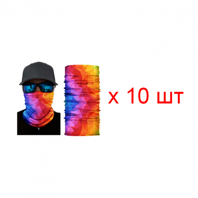 Бандана труба (бафф) "Разноцветная мозаика" (Набор 10 шт.)