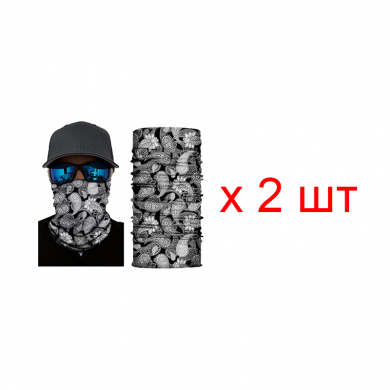 Бандана труба (бафф) "Узоры серые" (Набор 2 шт.)
