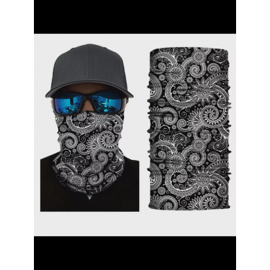 Бандана труба (бафф) "Узоры", цвет черно-белый (Набор 5 шт.)