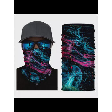 Бандана труба (бафф) "Цветной дым", цвет фиолетово-голубой (Набор 10 шт.)