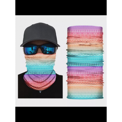 Бандана труба (бафф) "Горизонтальные узоры", цвет пастель (Набор 2 шт.)