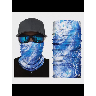 Бандана труба (бафф) "Разводы краски", цвет бело-синий (Набор 2 шт.)