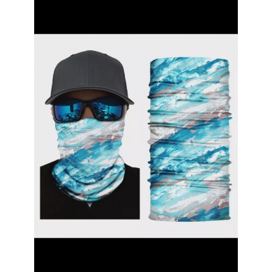 Бандана труба (бафф) "Мазки краски" цвет белый, голубой (Набор 2 шт.)