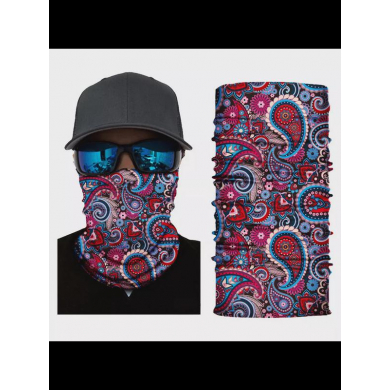 Бандана труба (бафф) "Узоры красно-голубые" (Набор 10 шт.)