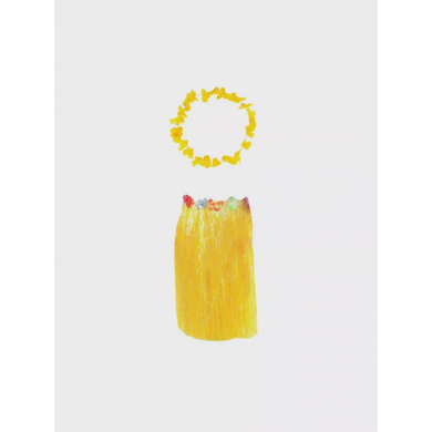 Гавайская юбка желтая, 60 см, гавайское ожерелье "Цветочки", цвет желтый