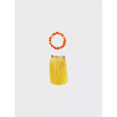 Гавайская юбка желтая, 60 см, гавайское ожерелье "Цветочки", цвет оранжевый