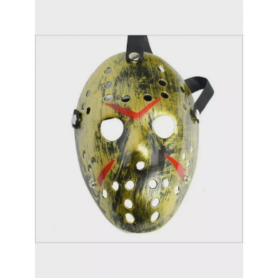 Маска Джейсон Вурхиз золотистая. Маска хоккейного вратаря, хэллоуин (Набор 3 шт.)