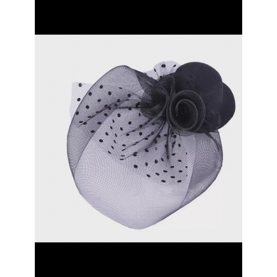 Шляпка на заколке карнавальная с вуалью, 13см, цвет черный (Набор 5 шт.)