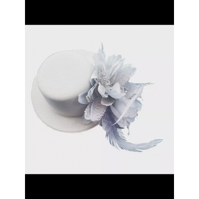 Шляпка на заколке карнавальная "Цветок с перьями", 13 см, цвет белый (Набор 20 шт.)