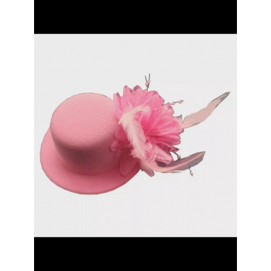 Шляпка на заколке карнавальная "Цветок с перьями", 13 см, цвет розовый (Набор 20 шт.)