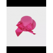 Шляпка цилиндр карнавальная с бантом на заколке, 13 см, цвет ярко-розовый, фуксия (Набор 20 шт.)