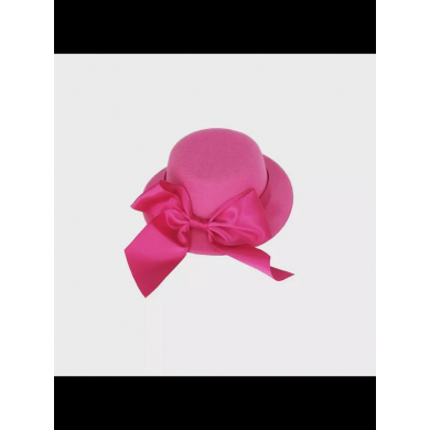 Шляпка цилиндр карнавальная с бантом на заколке, 13 см, цвет ярко-розовый, фуксия (Набор 20 шт.)