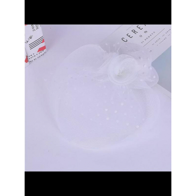 Шляпка на заколке карнавальная с вуалью, 13см, цвет белый (Набор 50 шт.)