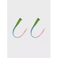 Прядь накладная на заколке 50 см, три цвета: зеленый, голубой, розовый (Набор 2 шт.)