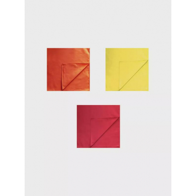 Бандана, повязка на голову, хлопковая однотонная  цвет красный, ярко-оранжевый, желтый 55 х 55 см (Набор 3 шт.)