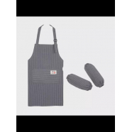 Фартук "Полосатый" с нарукавниками, цвет серый (Набор 10 шт.)