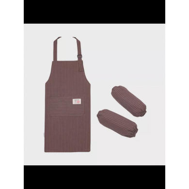 Фартук "Полосатый" с нарукавниками, цвет коричневый, кофейный (Набор 2 шт.)