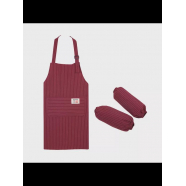 Фартук "Полосатый" с нарукавниками, цвет бордовый (Набор 5 шт.)