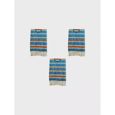 Мексиканское пончо, синие полоски (Набор 3 шт.)