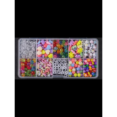 Набор "Ассорти 1" из разных бусин для создания украшений,  детский набор для творчества, рукоделия, подарок на день рождения, для девочки (3 набора)