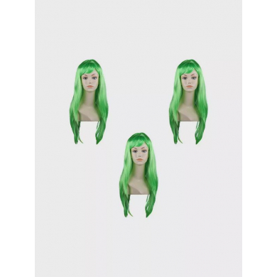 Парик прямой длинный 60 см, цвет изумрудный зеленый (Набор 3 шт.)