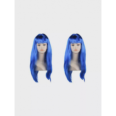 Парик прямой длинный 60 см, цвет синий (Набор 2 шт.)