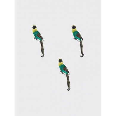 Попугай перьевой "Пират" большой пиратский на плечо, цвет желтый зеленый, размер 45 см (Набор 3 шт.)