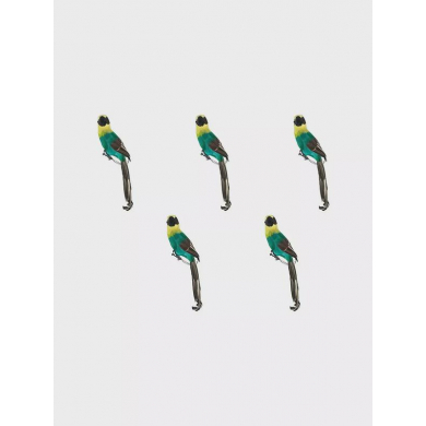 Попугай перьевой "Пират" большой пиратский на плечо, цвет желтый зеленый, размер 45 см (Набор 5 шт.)