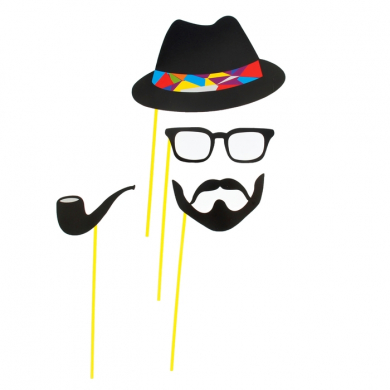 Набор аксессуаров для фотосессии на палочке "Мистер", 4 предмета: шляпа, очки, усы, трубка