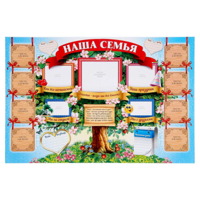 Плакат "Наша семья" (стенгазета,)постер для интерьера.