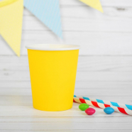 Стакан бумажный одноразовый, желтый цвет, 205 мл (набор 10 шт)
