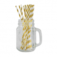 Трубочка для коктейля "Полоска", набор 12 шт., цвет золотой