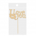Топпер деревянный "I love you"